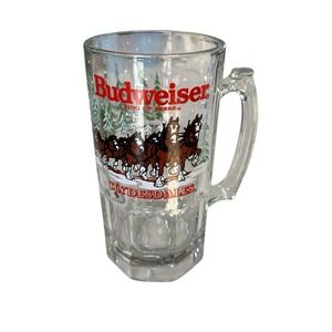 Vintage 1989 Budweiser Clydesdales Glass Beer Mug Official Licensed Collectible